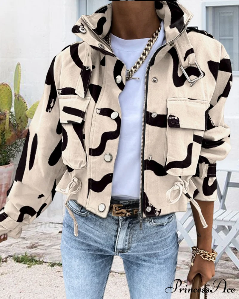 Abstract Zip-Up Coat - Image 2