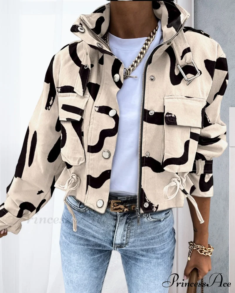 Abstract Zip-Up Coat - Image 3