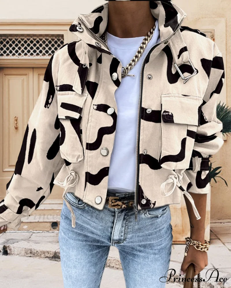 Abstract Zip-Up Coat - Image 4
