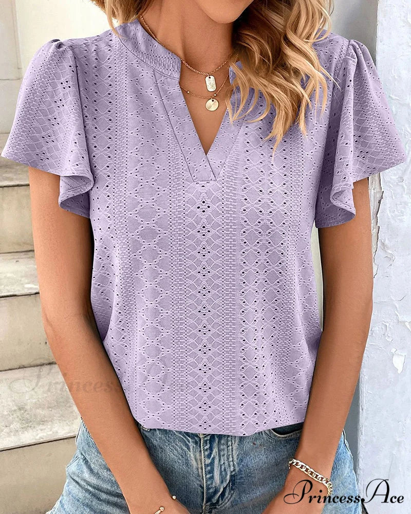 T-shirt Ruffle with V-neck Sleeves - Image 10