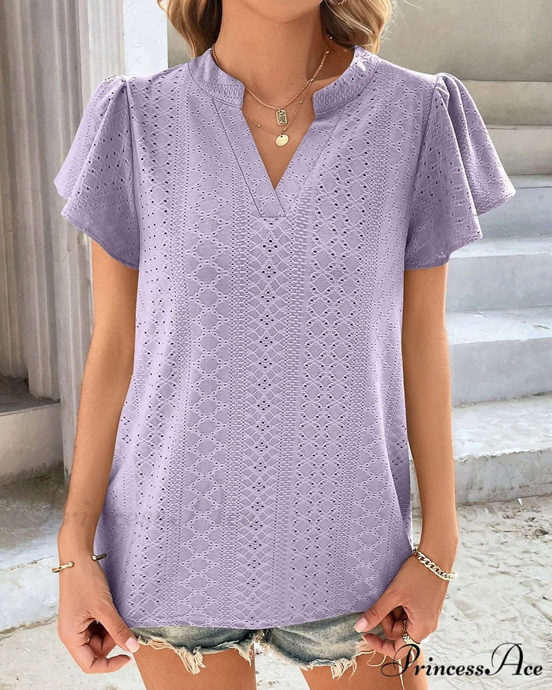 T-shirt Ruffle with V-neck Sleeves - Image 11