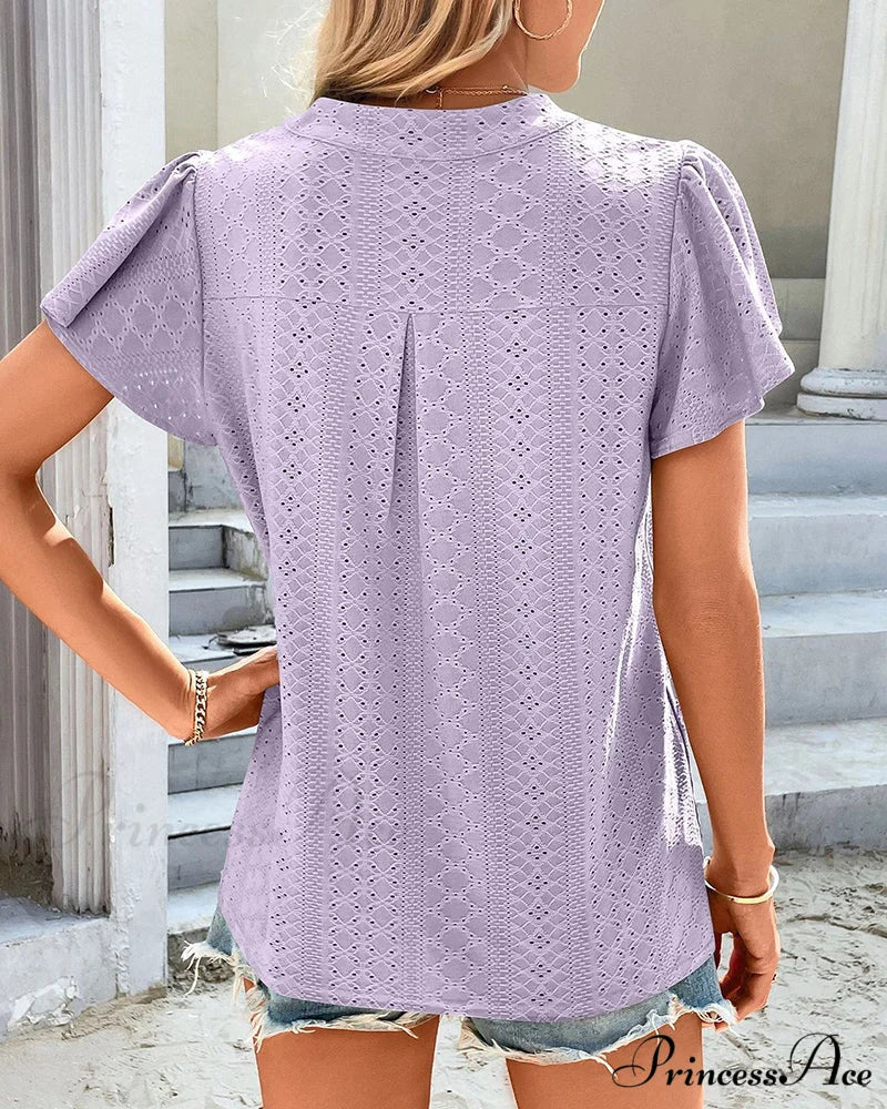 T-shirt Ruffle with V-neck Sleeves - Image 12