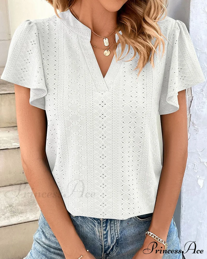 T-shirt Ruffle with V-neck Sleeves - Image 13