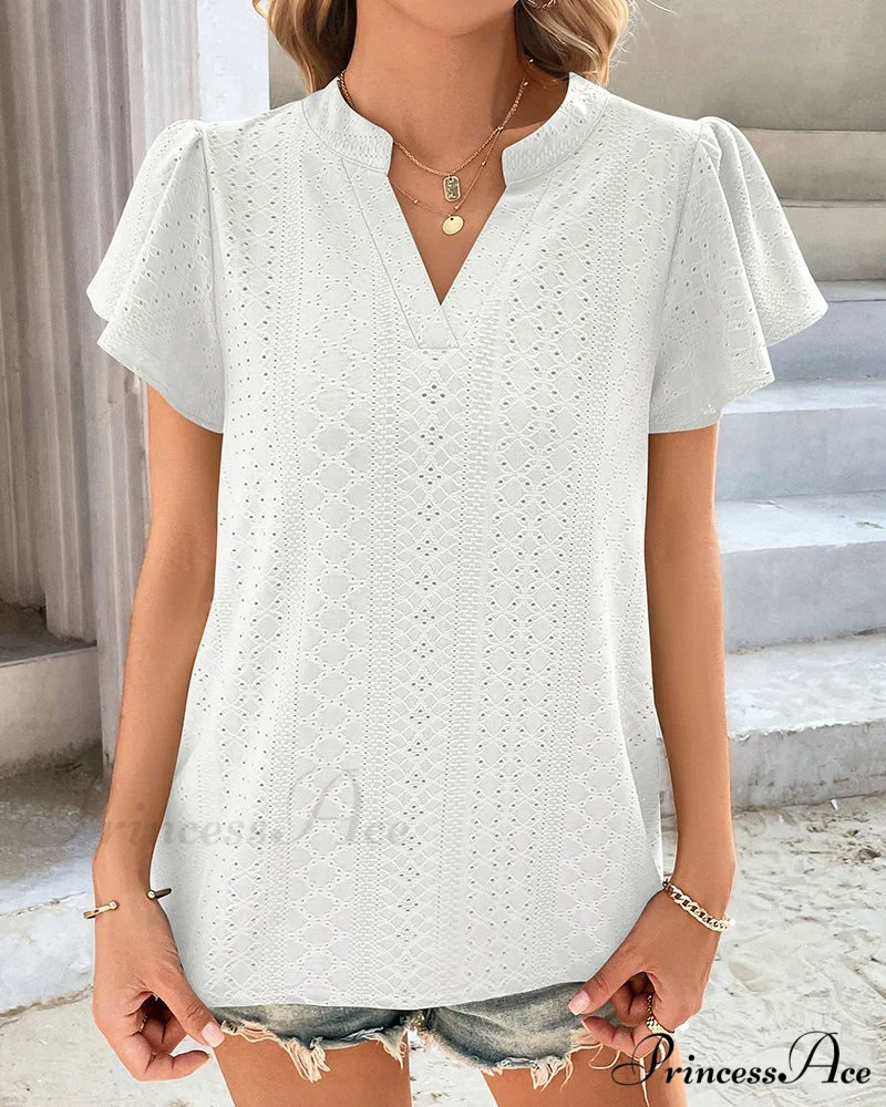 T-shirt Ruffle with V-neck Sleeves - Image 14