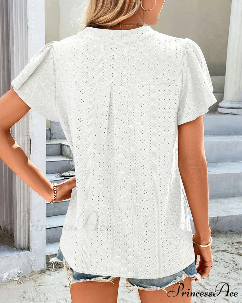T-shirt Ruffle with V-neck Sleeves - Image 15