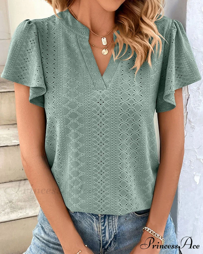 T-shirt Ruffle with V-neck Sleeves - Image 2