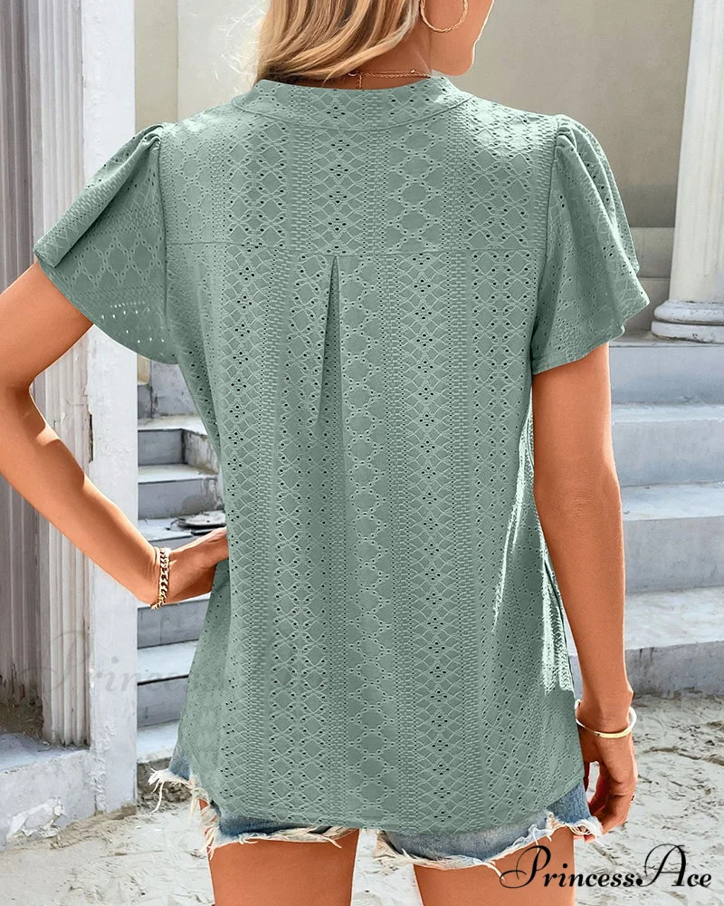 T-shirt Ruffle with V-neck Sleeves - Image 3