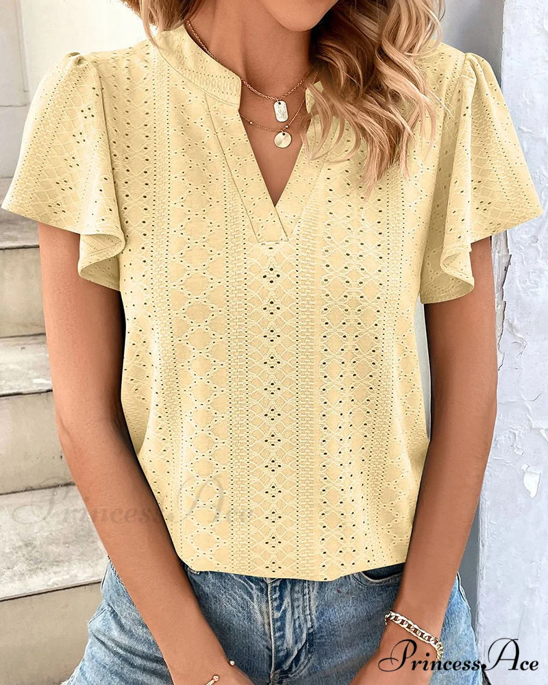 T-shirt Ruffle with V-neck Sleeves - Image 4