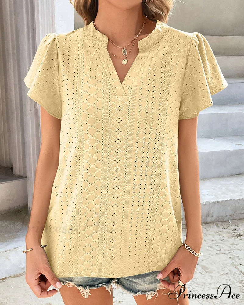 T-shirt Ruffle with V-neck Sleeves - Image 5