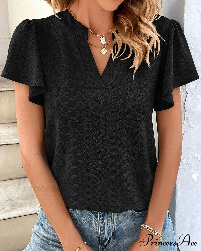 T-shirt Ruffle with V-neck Sleeves - Image 7
