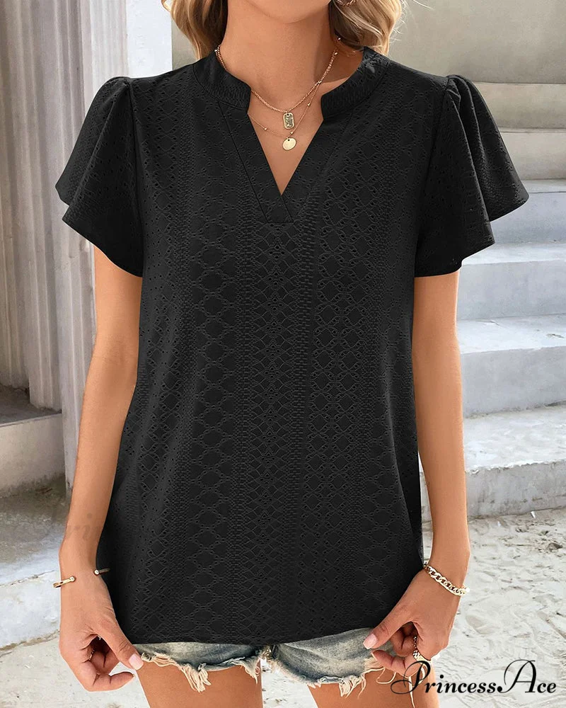 T-shirt Ruffle with V-neck Sleeves - Image 8