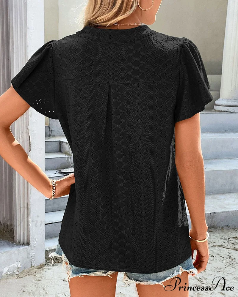 T-shirt Ruffle with V-neck Sleeves - Image 9