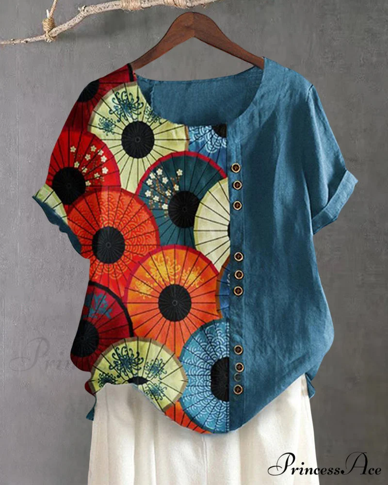 Patterned neck crew tee - Image 2
