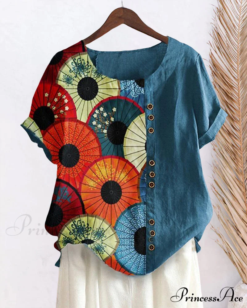 Patterned neck crew tee - Image 4