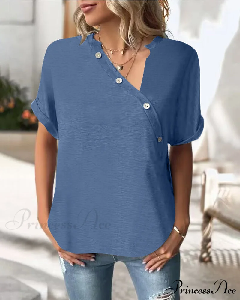 Neckline Irregular in Solid T-Shirt Color - Image 2