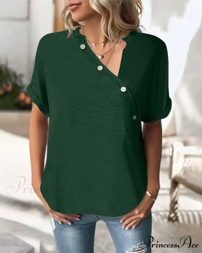 Neckline Irregular in Solid T-Shirt Color - Image 3