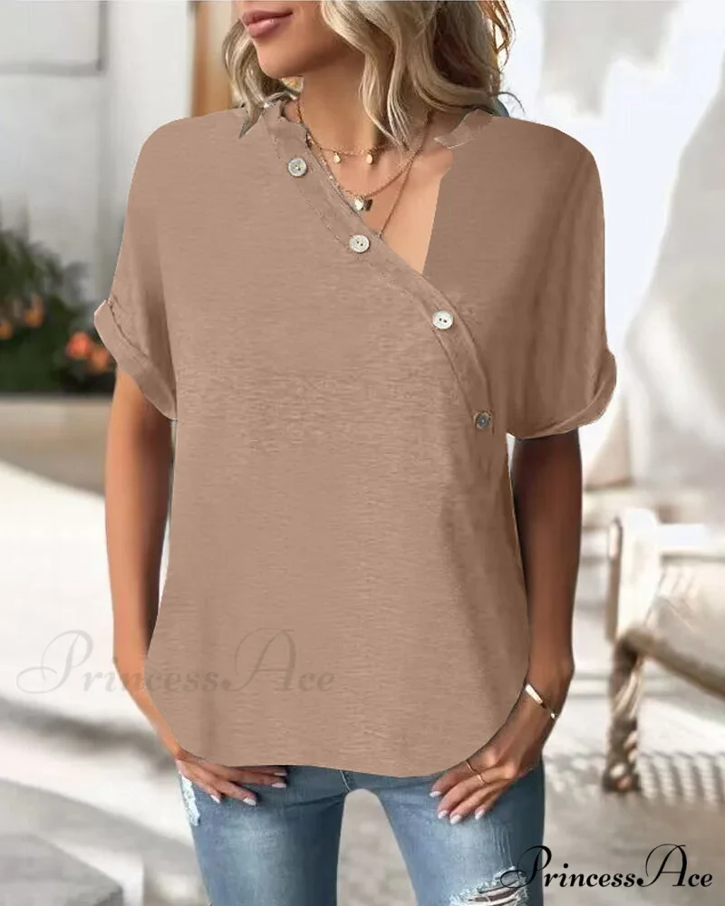 Neckline Irregular in Solid T-Shirt Color - Image 4