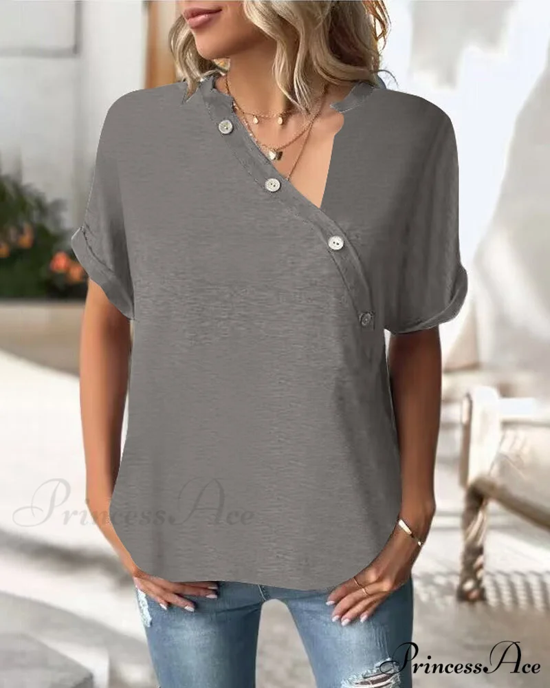 Neckline Irregular in Solid T-Shirt Color - Image 5