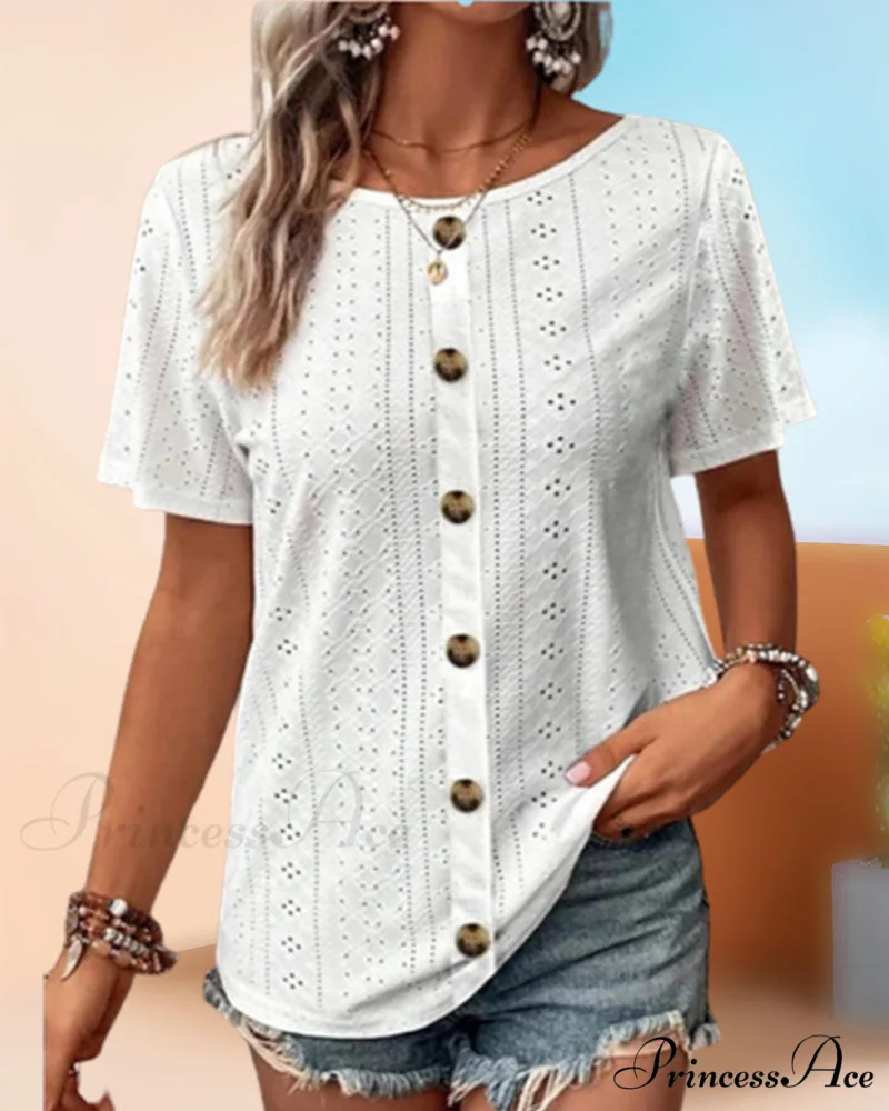 Neck Plain Round T-Shirt - Image 2