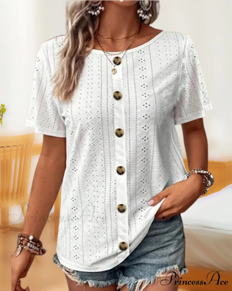 Neck Plain Round T-Shirt - Image 3