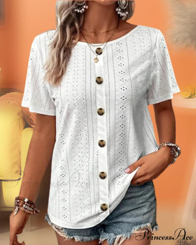 Neck Plain Round T-Shirt - Image 4