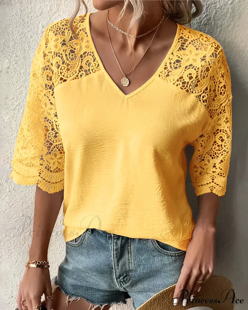 V-neck lace sleeve Top - Image 2