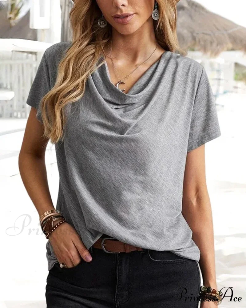 Brief T-shirt - Neck Cowl Sleeves - Image 3