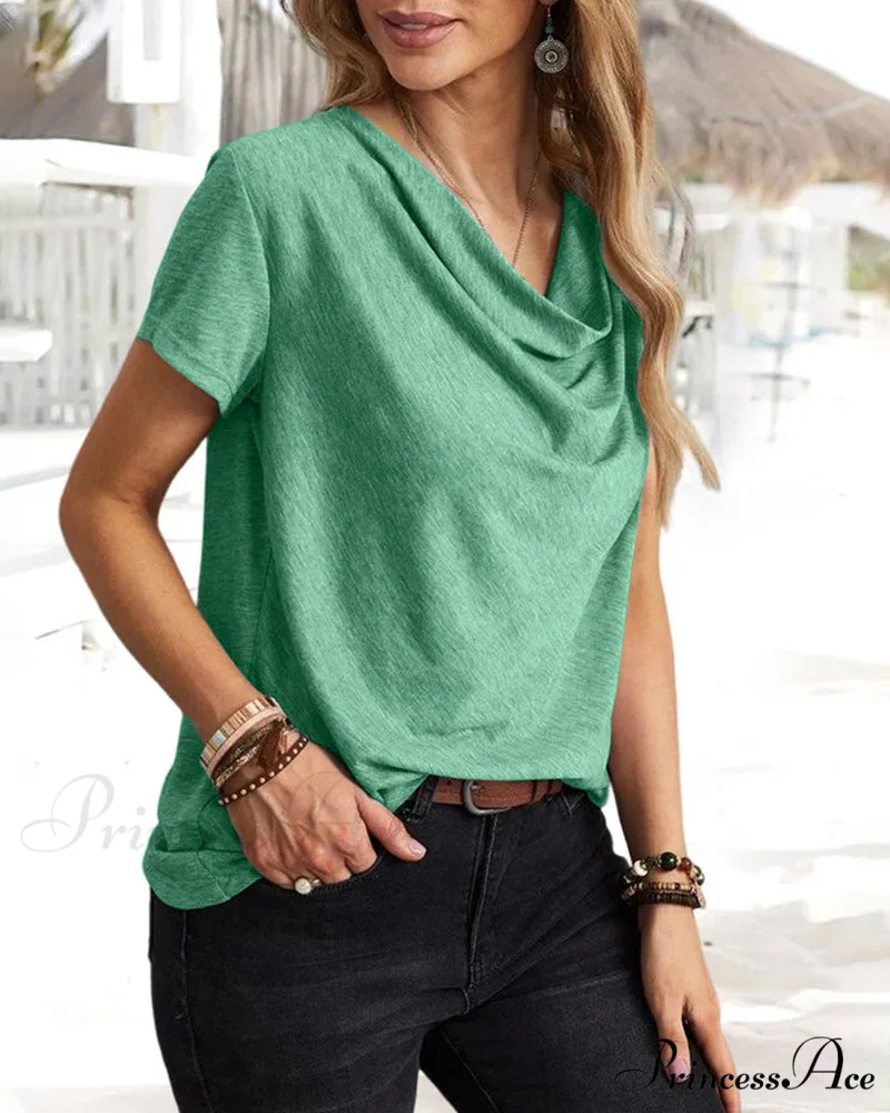 Brief T-shirt - Neck Cowl Sleeves - Image 5
