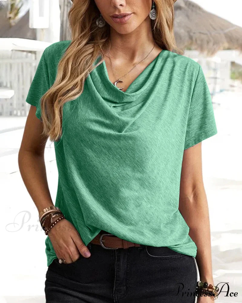 Brief T-shirt - Neck Cowl Sleeves - Image 6