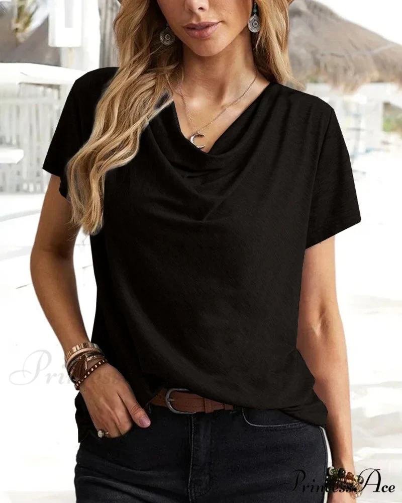 Brief T-shirt - Neck Cowl Sleeves - Image 7
