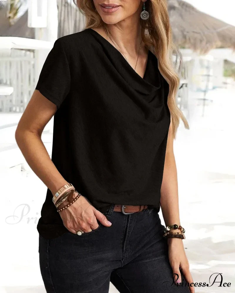 Brief T-shirt - Neck Cowl Sleeves - Image 8