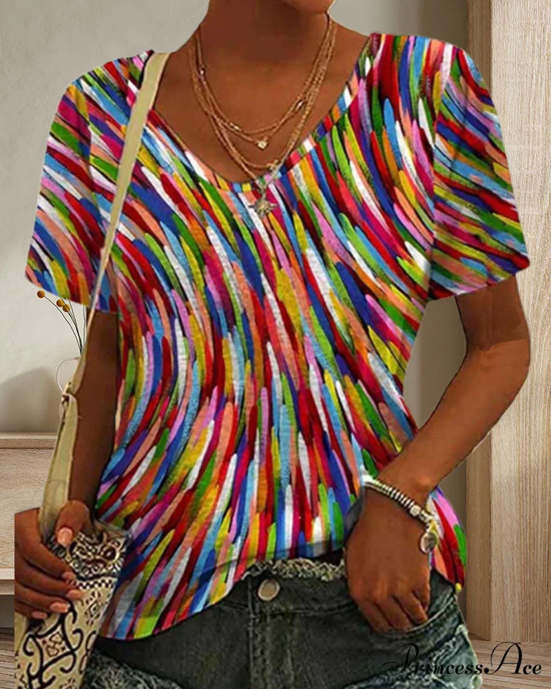 Neck Design Round Colorful T-Shirt - Image 2