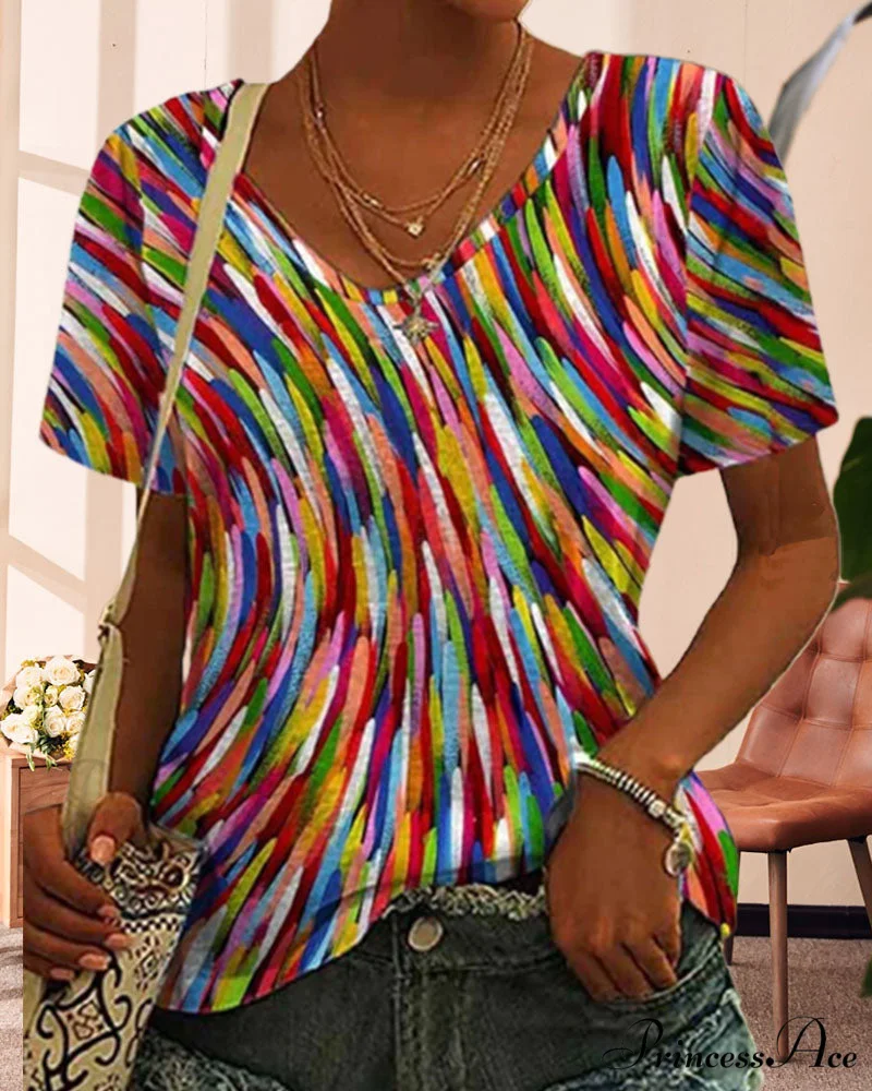 Neck Design Round Colorful T-Shirt - Image 3