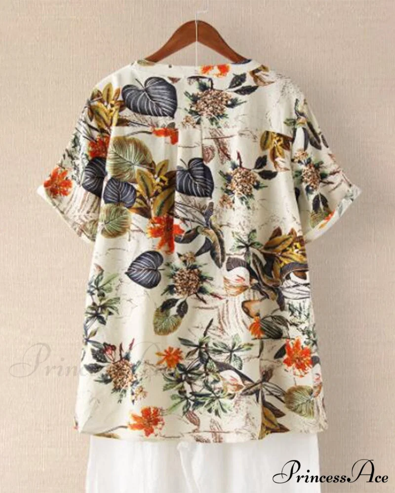 V-neck Patterned T-shirt - Image 2