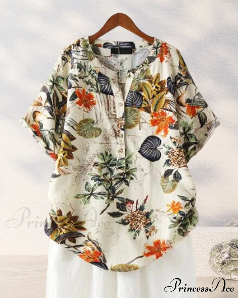 V-neck Patterned T-shirt - Image 4