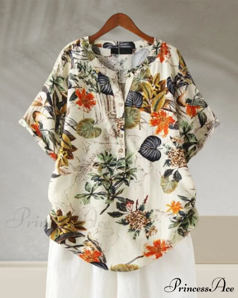 V-neck Patterned T-shirt - Image 5