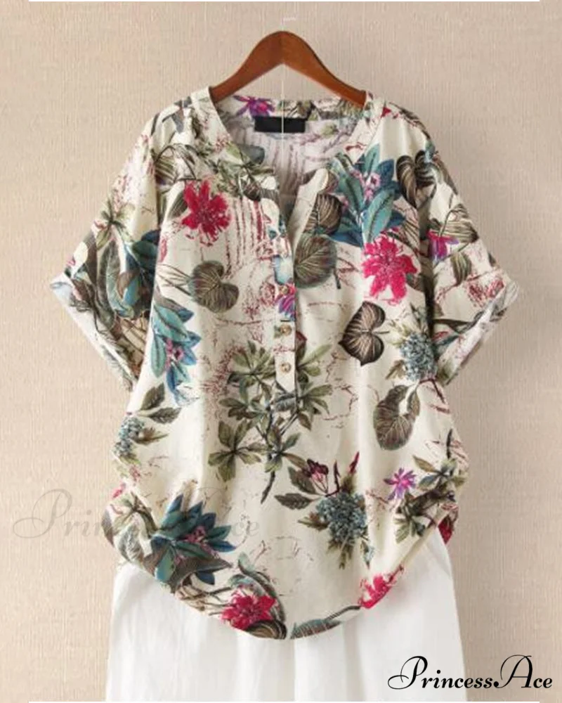 V-neck Patterned T-shirt - Image 6