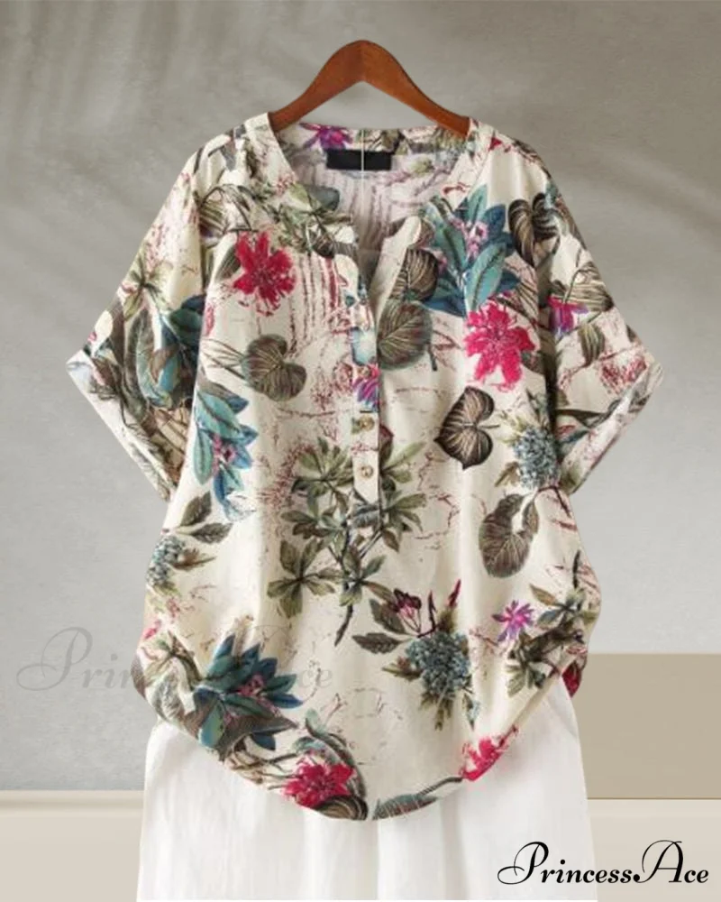 V-neck Patterned T-shirt - Image 7