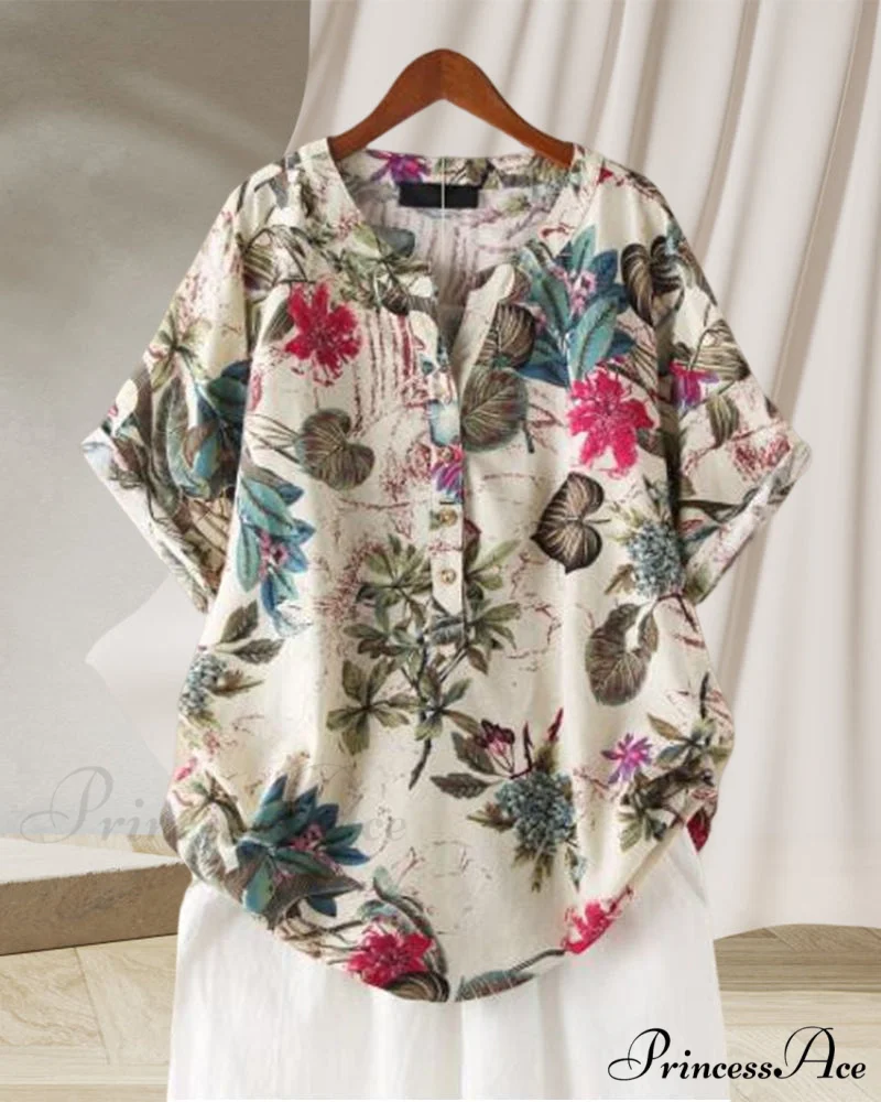 V-neck Patterned T-shirt - Image 8