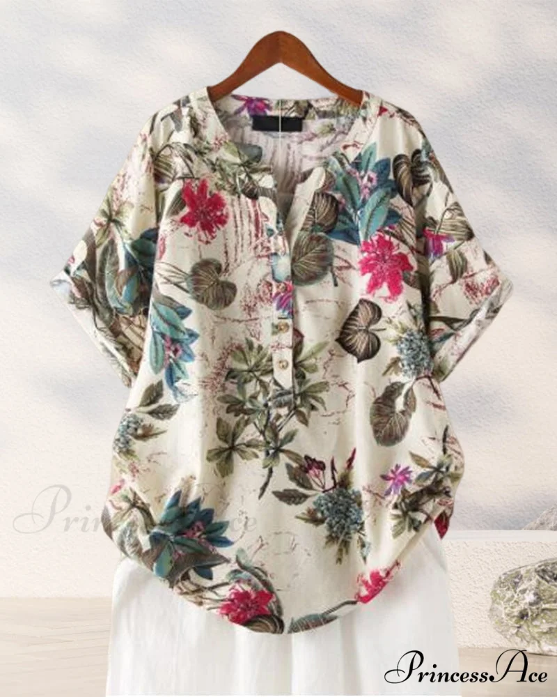 V-neck Patterned T-shirt - Image 9