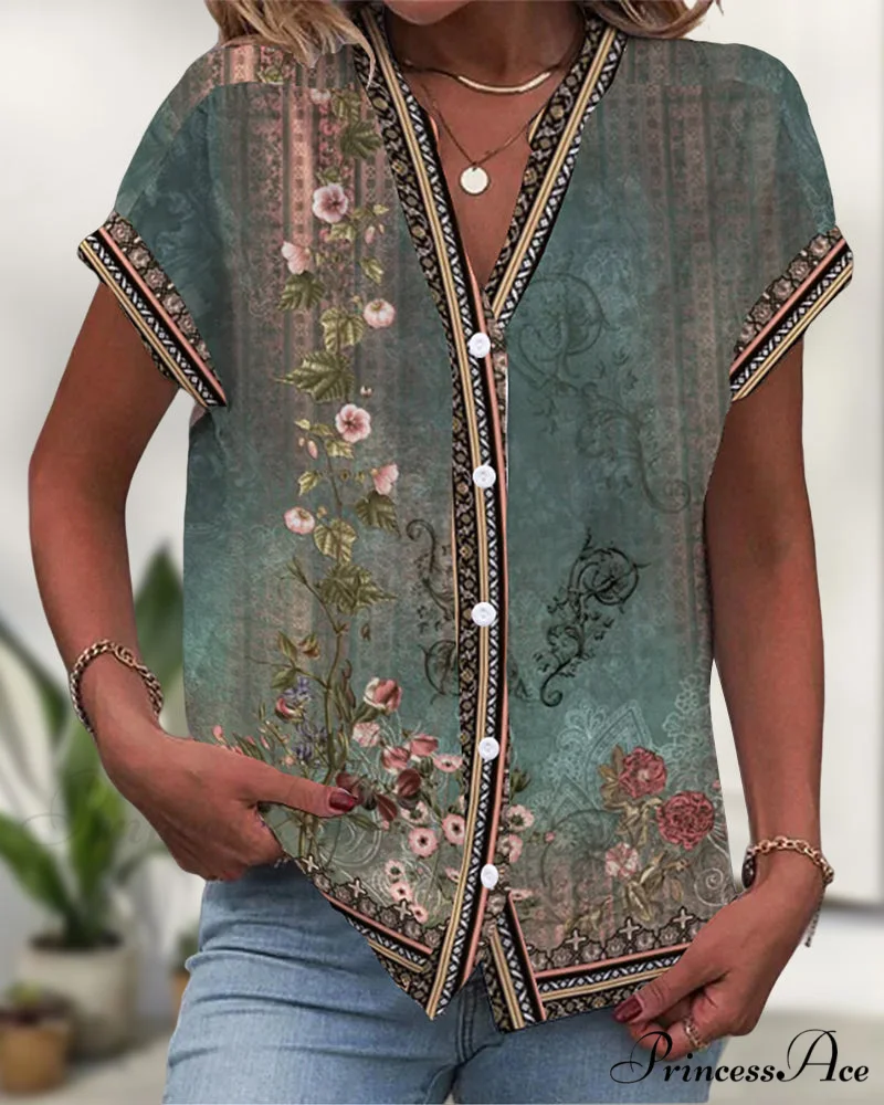 V-neck Flowered Tee - Image 3