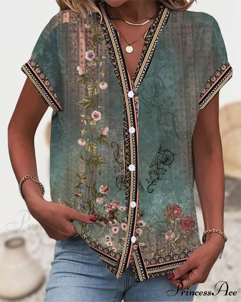 V-neck Flowered Tee - Image 4
