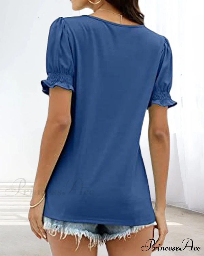 Solid Boxy Neck T-shirt in Color - Image 7