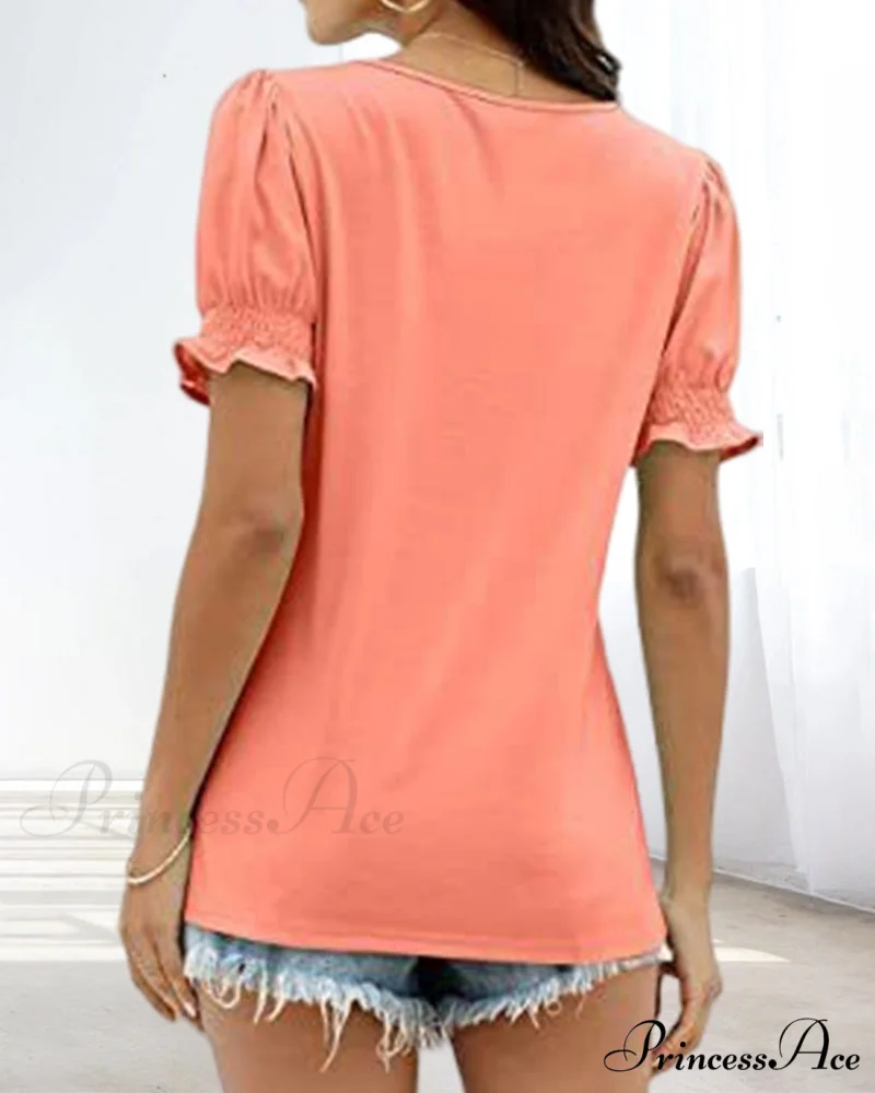 Solid Boxy Neck T-shirt in Color - Image 8