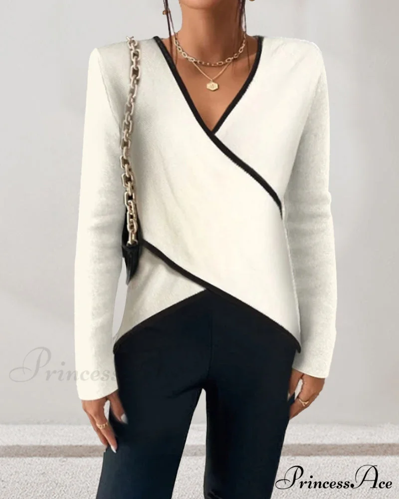 V-neck with crossover sweater design - Image 3