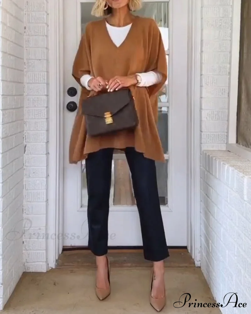 V-neck Pullover Sweater - Image 2