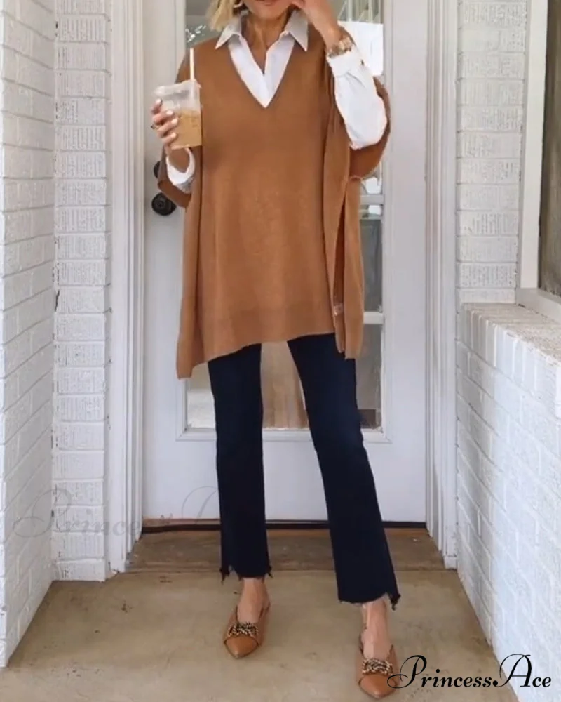 V-neck Pullover Sweater - Image 5