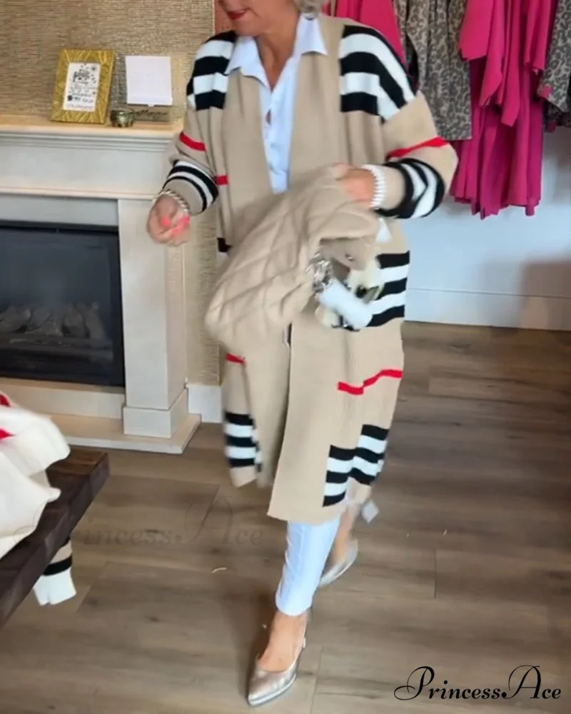 Striped Long Arm Cardigan - Image 2