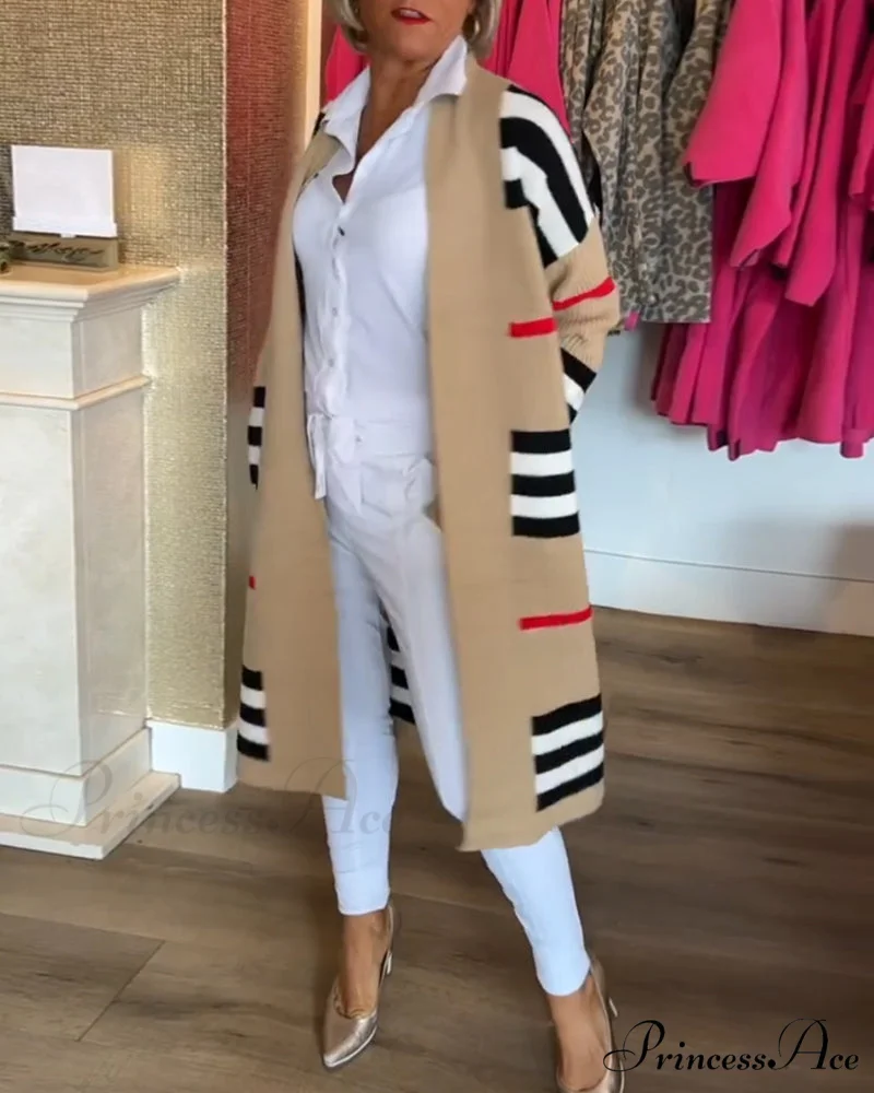 Striped Long Arm Cardigan - Image 3