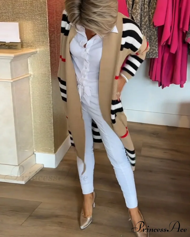 Striped Long Arm Cardigan - Image 5